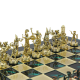 Шахматы на зеленой доске Троянская война Manopoulos MP-S-4-A-36-GRE, золотые фигуры на доске