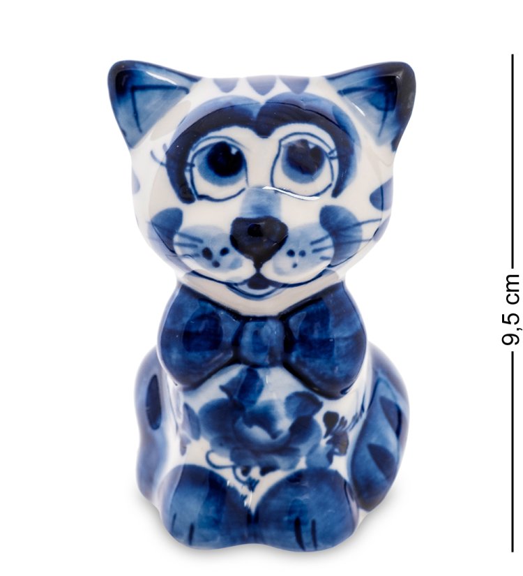 Фигурка Кот с бантом Голубая гжель ГЛ-568