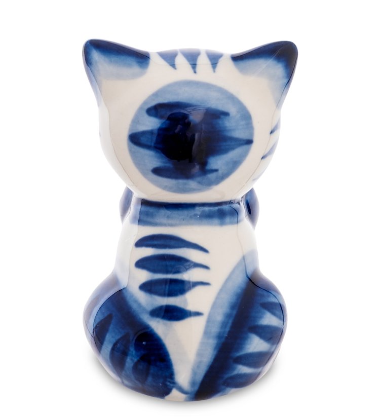 Фигурка Кот с бантом Голубая гжель ГЛ-568, фотография со спины