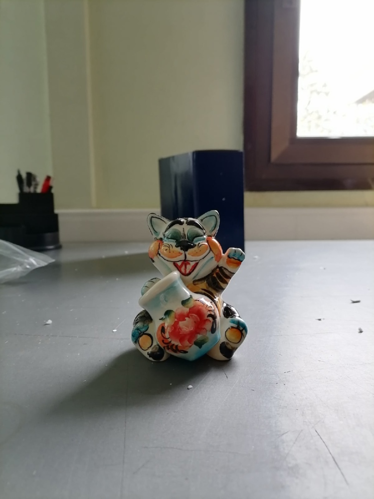 Подставка для зубочисток котик Цветная гжель ГЛ-158, фото со склада портретный вид