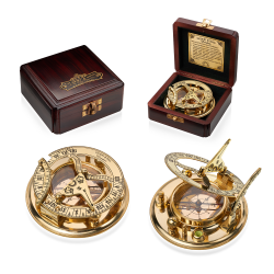 Большой компас с солнечными часами в футляре Gilbert Sons
