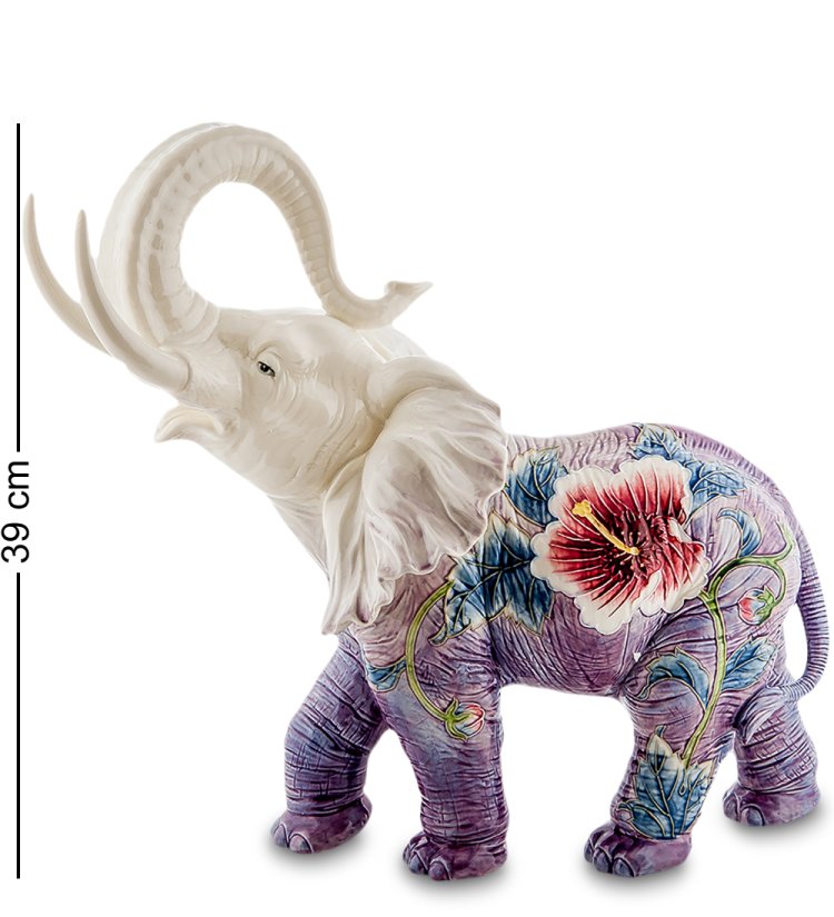 Статуэтка из фарфора Большой фиолетовый Слон с цветком Pavone JP-98/ 45
