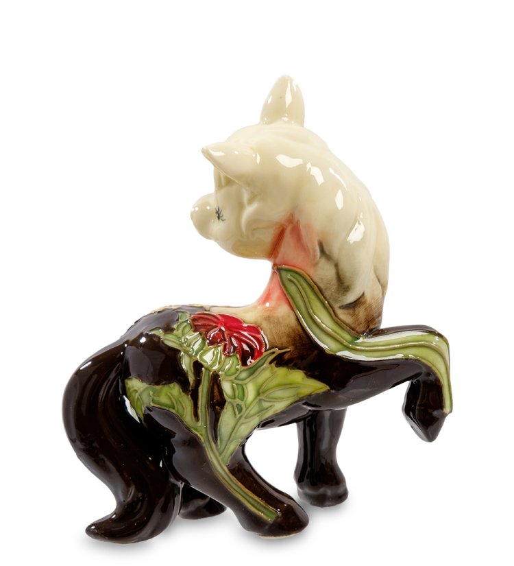 Статуэтка из фарфора Лошадка с поднятым копытом Подсолнух Pavone JP-61/ 13, фотография со спины