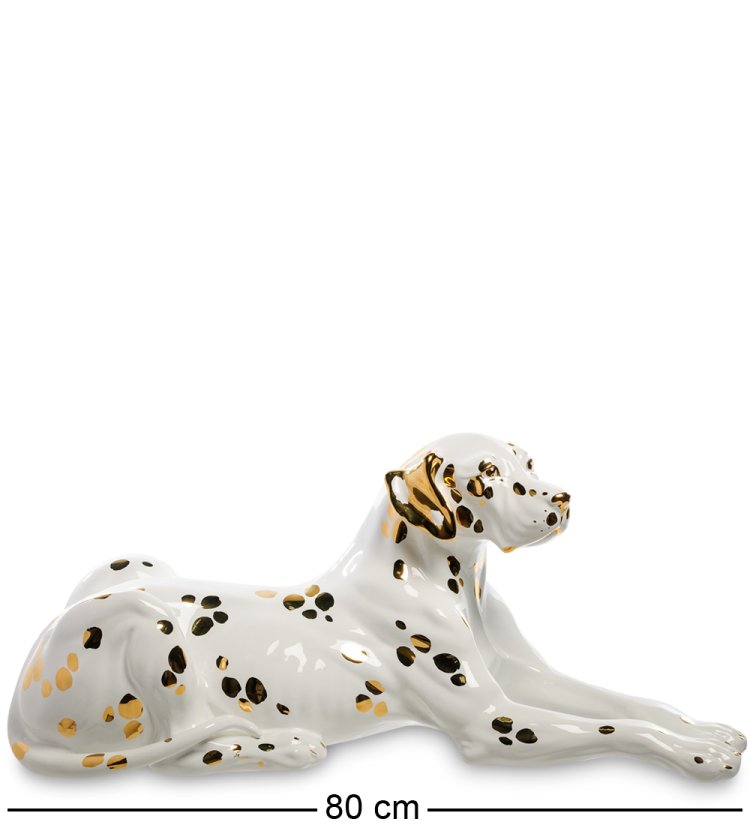 Статуэтка Белый Далматин с золотым декором Ahura, фотография сбоку