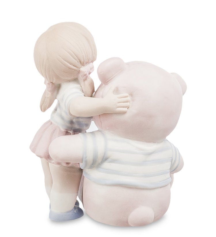 Статуэтка из бисквитного фарфора Девочка с большим медведем Pavone JP-48/ 30, фотография со спины