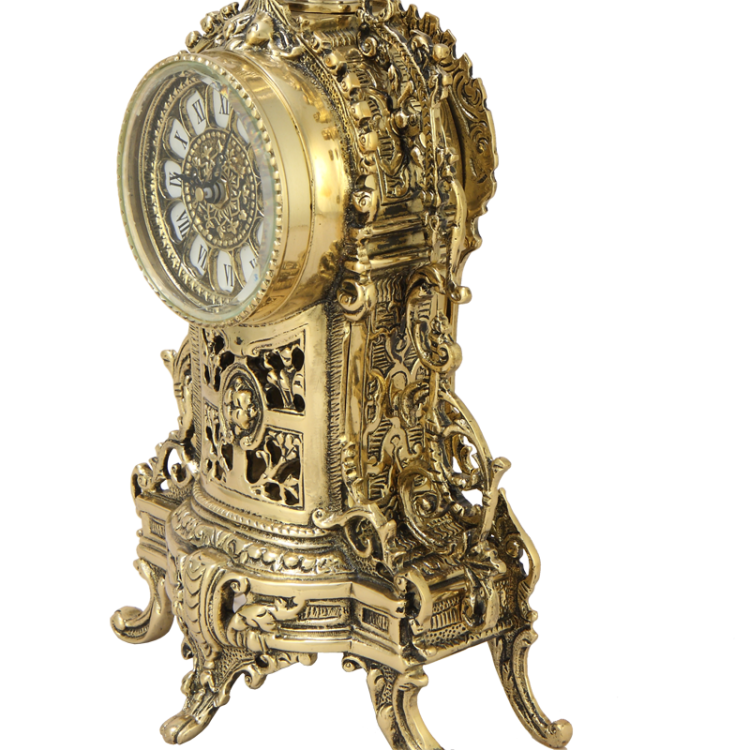 Бронзовые каминные часы Кафедрал Ново Bello De Bronze BP-27085-D, фотография сбоку крупным планом