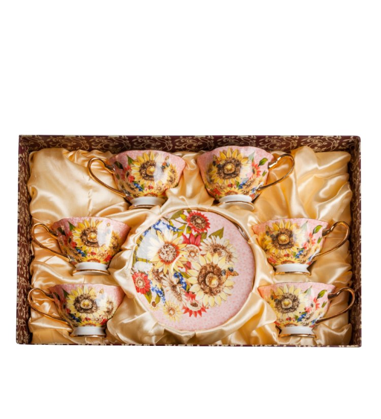 Чайный набор из фарфора на 6 персон Дольче Вита, розовый Pavone AS-81, фотография в упаковке