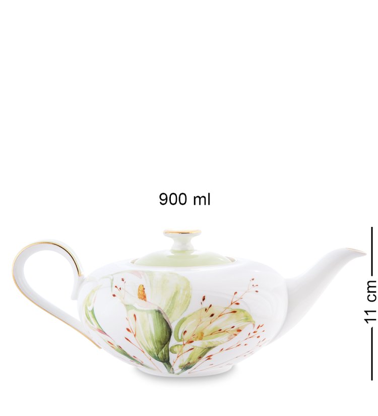 Чайный сервиз на 6 персон с тарелками Калла Pavone JK- 76, фотография чайника