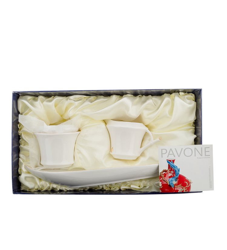 Набор сахарница и молочник из фарфора Бамбук Pavone FM-64/ 2, фотография в упаковке