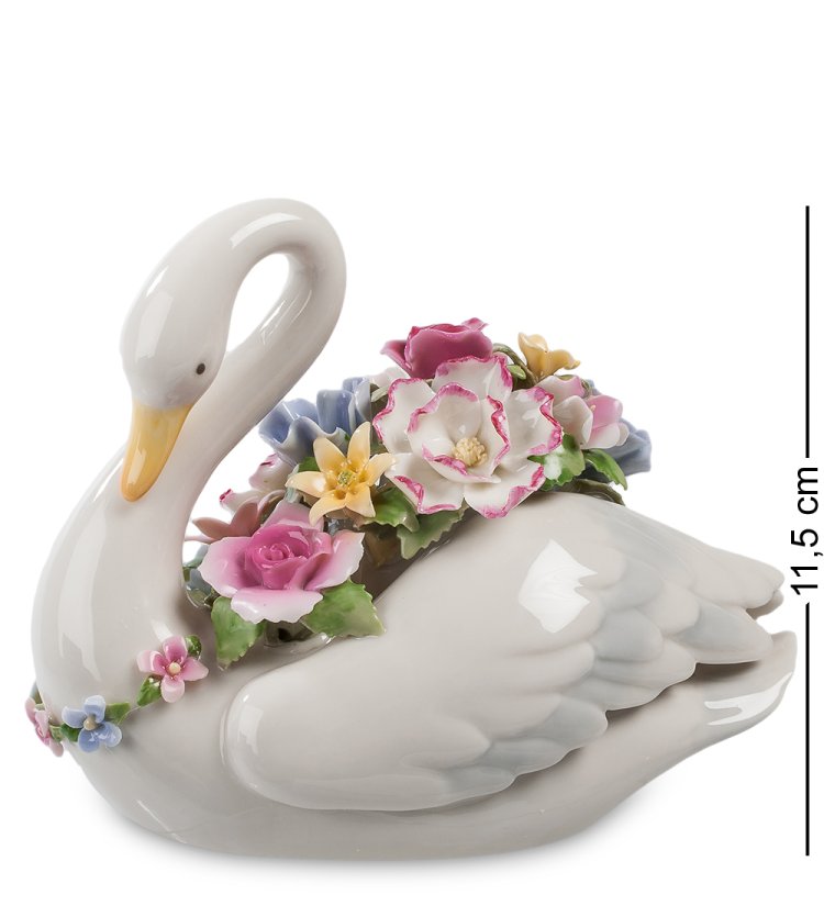 Музыкальная статуэтка Лебедь с цветами Pavone CMS-15/ 9