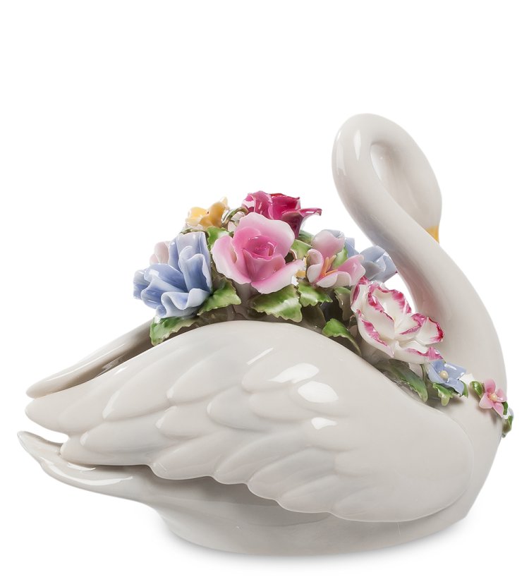 Музыкальная статуэтка Лебедь с цветами Pavone CMS-15/ 9, фотография сбоку