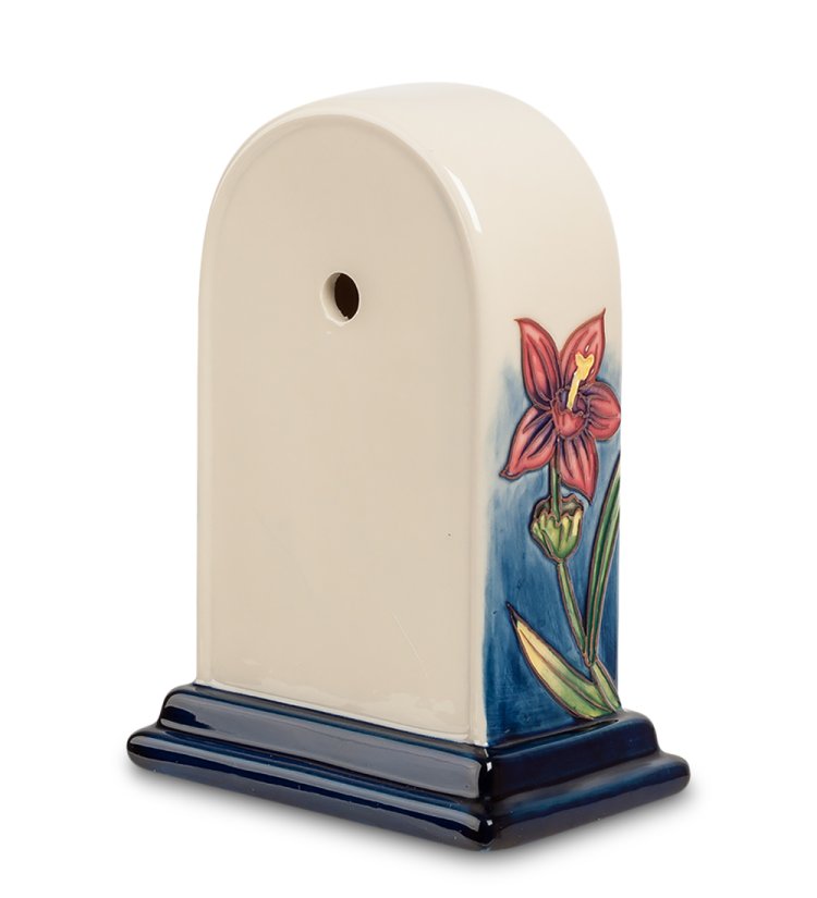 Часы из фарфора с цветами и птичкой Pavone JP-97/ 6, фотография сбоку