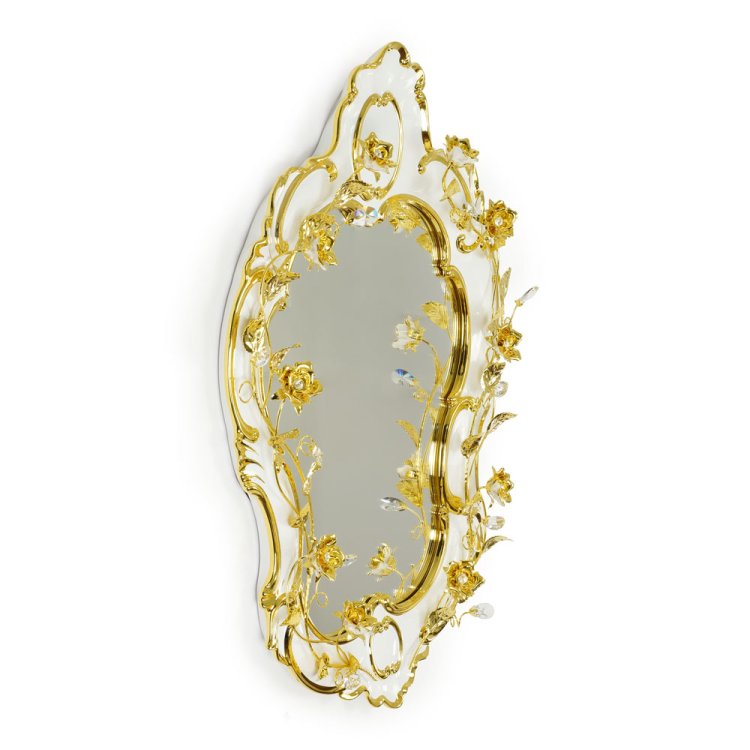 Настенное зеркало с цветами Swarovski коллекция Emozioni Migliore De Luxe 27564, фотография сбоку