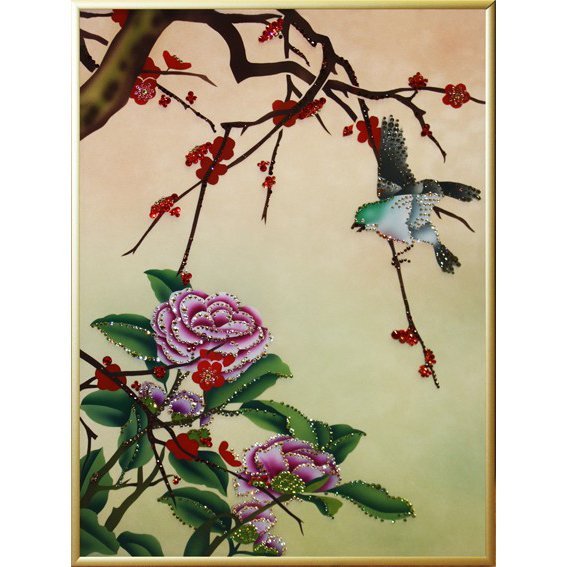 Картина Цветы счастья c кристаллами Swarovski