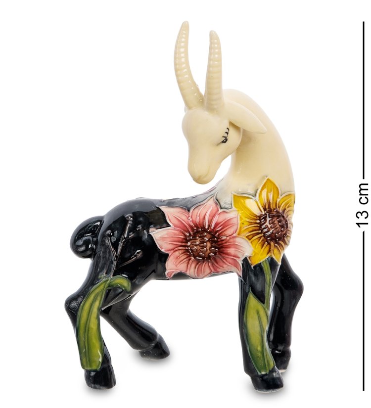 Статуэтка из фарфора Грациозная Коза с солнечными цветами Pavone JP-71/33