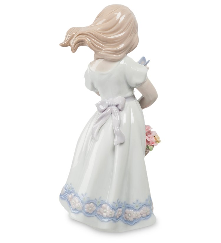Статуэтка из фарфора Девочка с маленькой корзинкой цветов Pavone JP-29/10, оборотная сторона