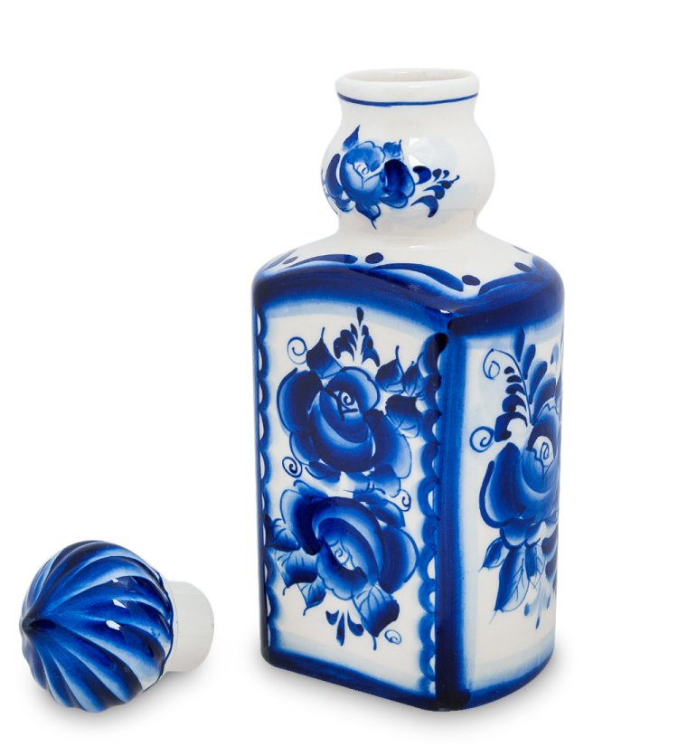 Штоф Святая вода Голубая гжель ГЛ-281, фотография сбоку