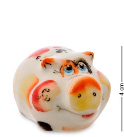 Статуэтка радостная Свинка Цветная гжель