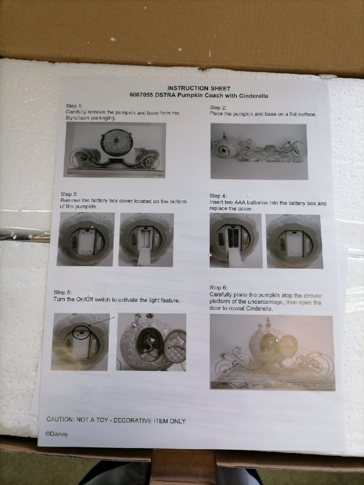 Статуэтка с подсветкой Карета Золушки Disney Traditions, фото со склада инструкция