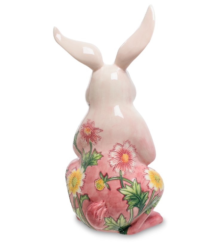 Статуэтка из фарфора Розовый Кролик в цветах Pavone JP-147/ 1, фотография спины
