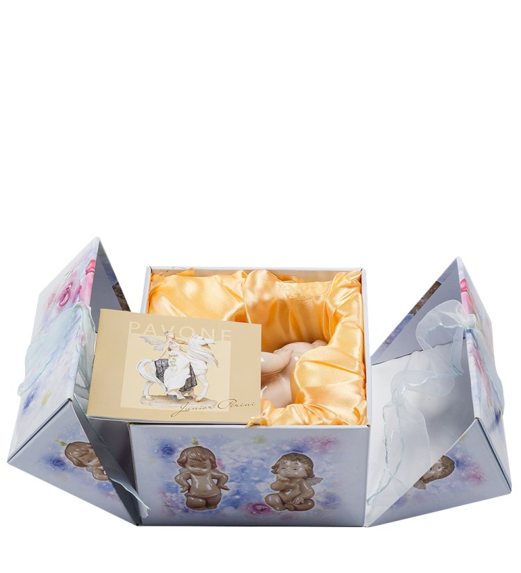 Статуэтка из фарфора Маленький Амурчик забавный Pavone JP-09/ 12, фотография в упаковке