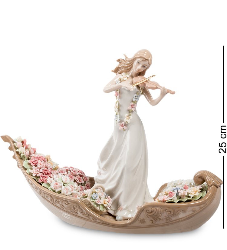 Статуэтка из фарфора Девушка со скрипкой в гондоле Pavone CMS-15/51