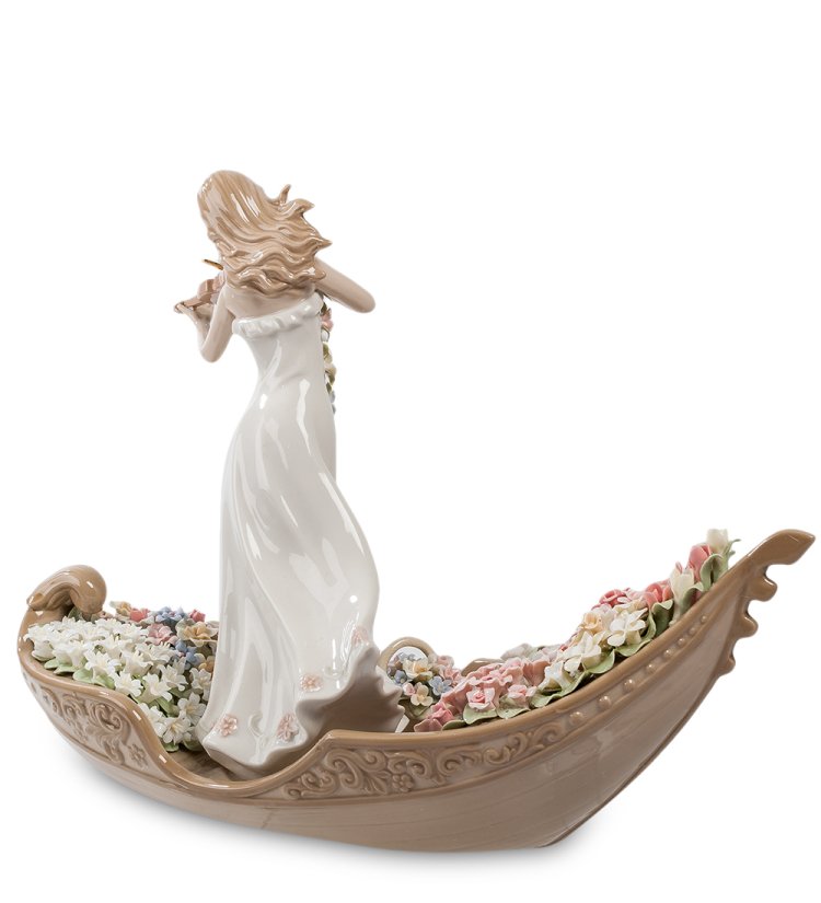 Статуэтка из фарфора Девушка со скрипкой в гондоле Pavone CMS-15/51, фотография со спины