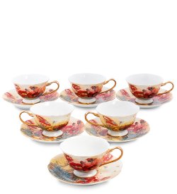 Чайный набор из фарфора на 6 персон Дольче Вита, Маки