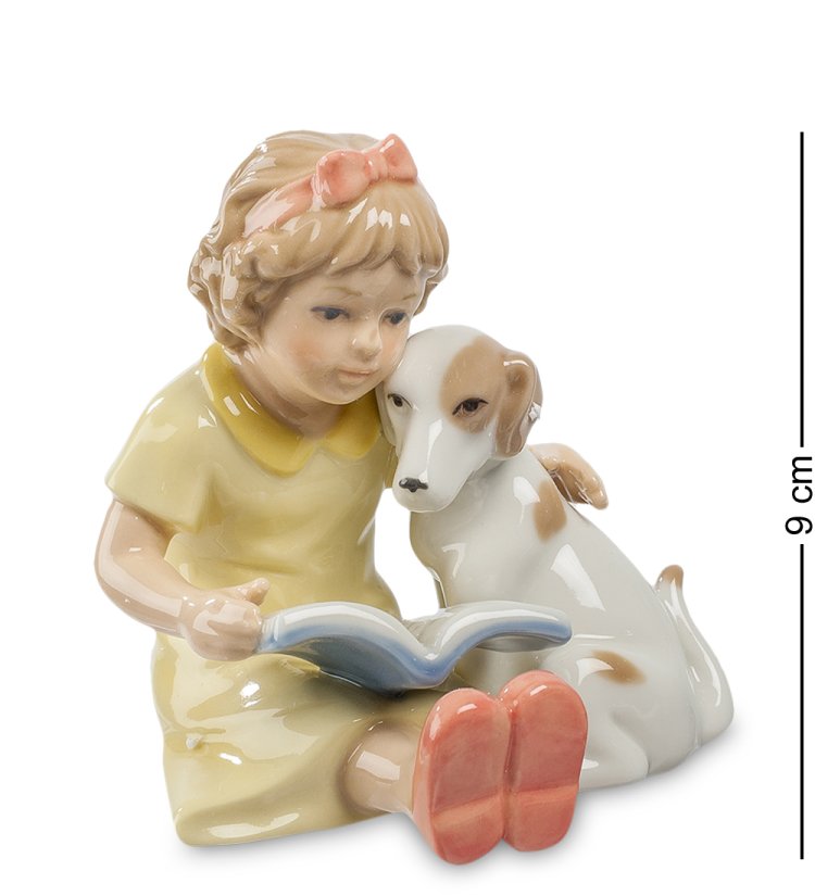 Статуэтка из фарфора Девочка с собачкой и книгой Pavone CMS-12/20