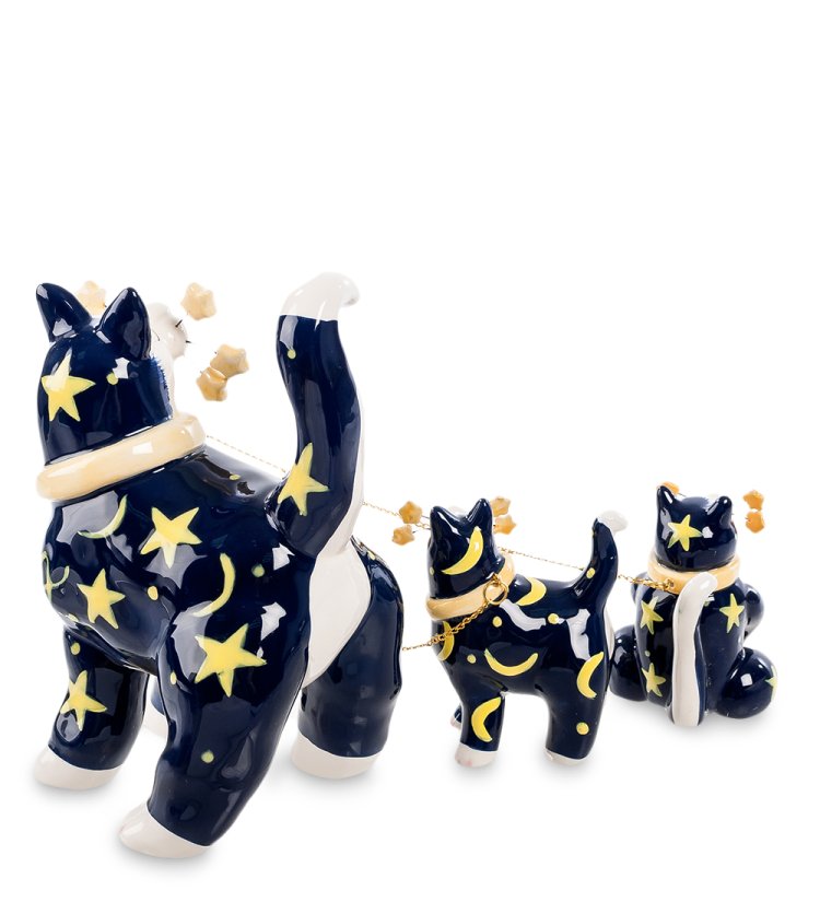 Фигурка котов из керамики Звездная семейка Pavone CMS-31/32, фотография со спины