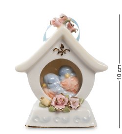 Музыкальная статуэтка из керамики Домик с птичками