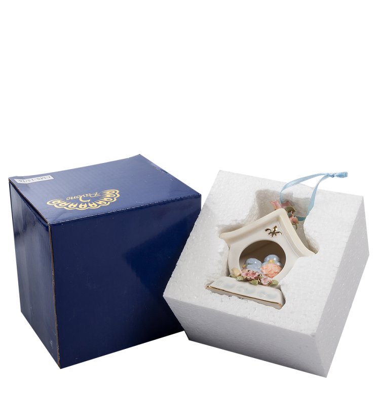 Музыкальная статуэтка из керамики Домик с птичками Pavone CMS-15/16, фотография в упаковке