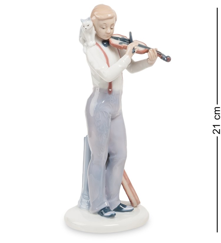 Статуэтка из фарфора Скрипач с котиком Pavone JP-29/61