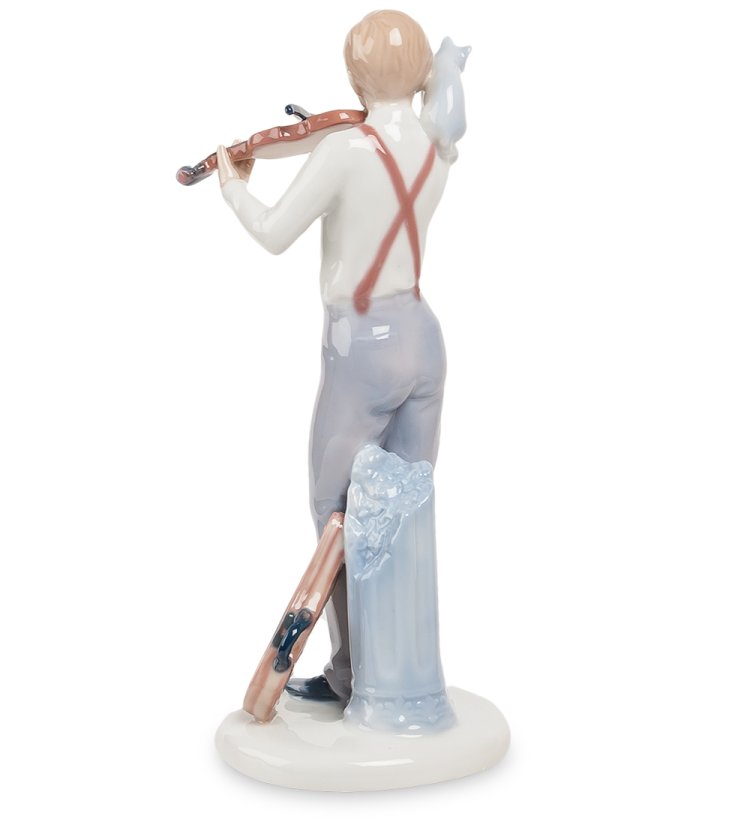 Статуэтка из фарфора Скрипач с котиком Pavone JP-29/61, фотография со спины