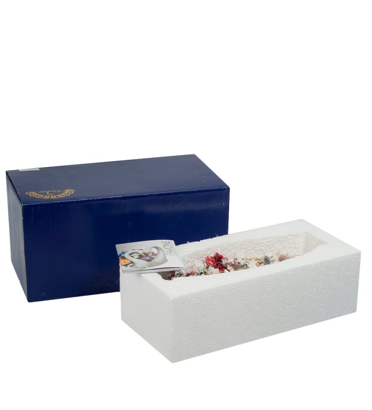 Статуэтка Щенки в цветочной лодочке Pavone CMS-33/61, фотография в упаковке