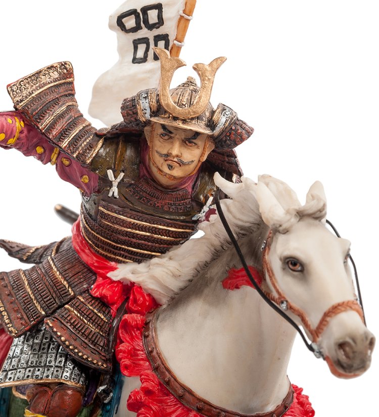 Статуэтка Самурай на белом коне Veronese WS-739, портретный вид