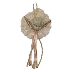 Подвесной декор из фарфора Ангел с розовыми кружевами