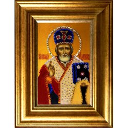 Икона с кристаллами Swarovski - Николай Чудотворец