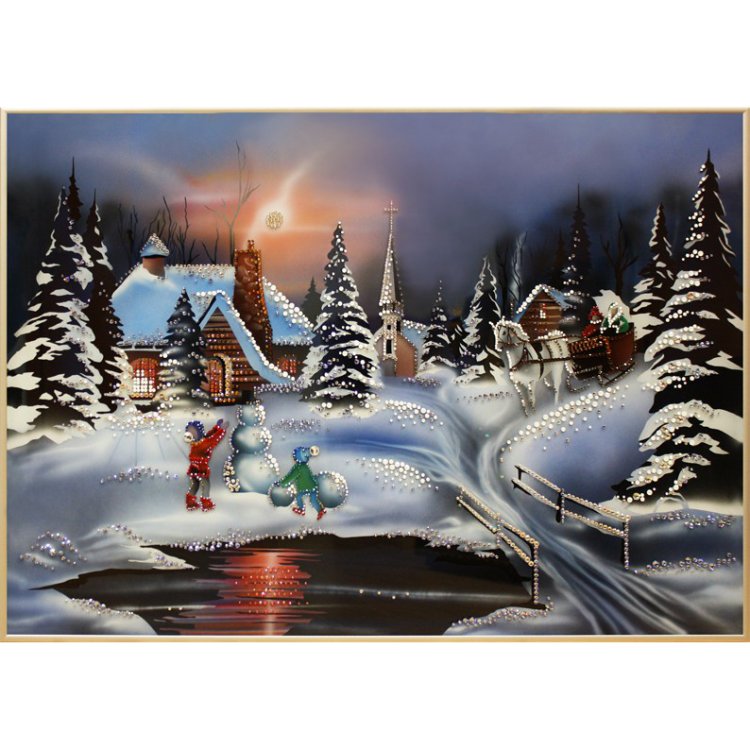 Картина Зима c кристаллами Swarovski