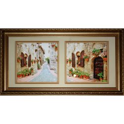 Картина Цветочные улицы c кристаллами Swarovski