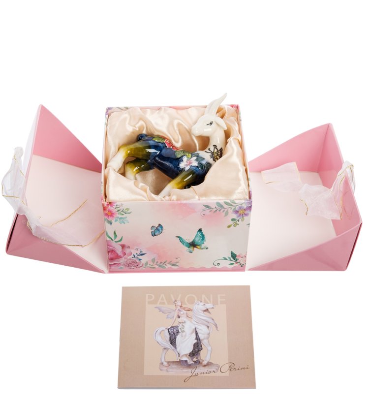 Статуэтка из фарфора Грациозная Коза с бабочкой и цветами Pavone JP-71/34, упаковочный вид