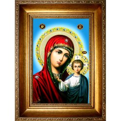 Икона с кристаллами Swarovski - Казанская Божья Матерь