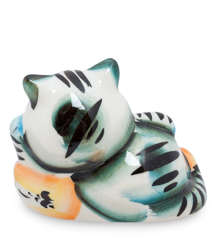 Фигурка Кот Икра Цветная гжель ГЛ-172, фотография со спины