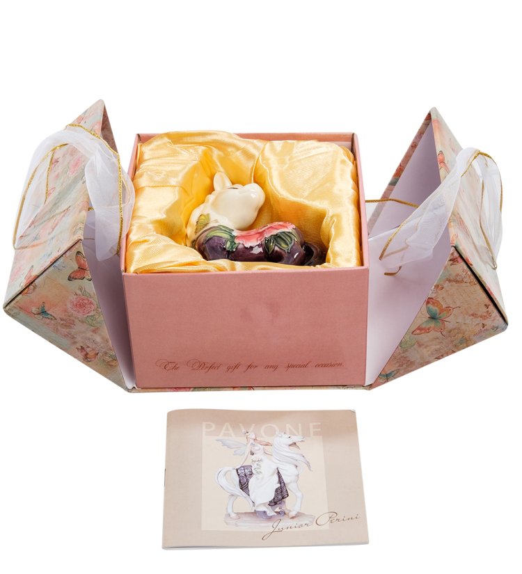 Статуэтка из фарфора Лошадка с поднятым копытом Георгин Pavone JP-61/ 15, фотография в упаковке