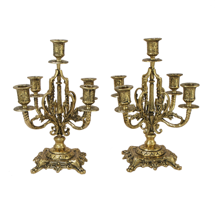 Бронзовые каминные часы с канделяюрами Маленькая Леди Bello De Bronze BP-27078-14073-D, фотография двух канделябров