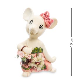 Статуэтка из фарфора Мышь с корзинкой цветов