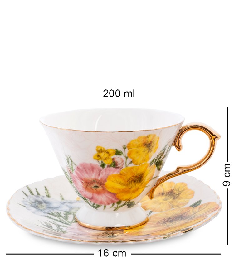 Набор для чая из фарфора на 6 персон Дольче Вита Pavone AS-85, фотография чашки и блюдца