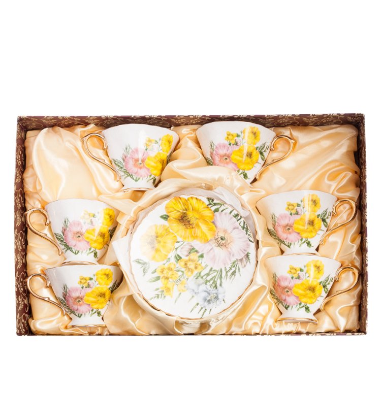Набор для чая из фарфора на 6 персон Дольче Вита Pavone AS-85, фотография в упаковке