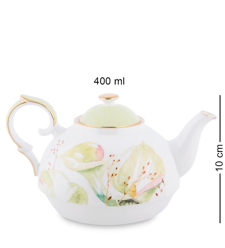 Чайная пара с чайником из фарфора Калла Pavone JK- 78, фотография чайника