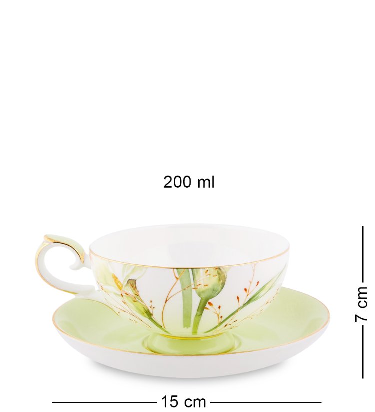 Чайная пара с чайником из фарфора Калла Pavone JK- 78, фотография чайной пары